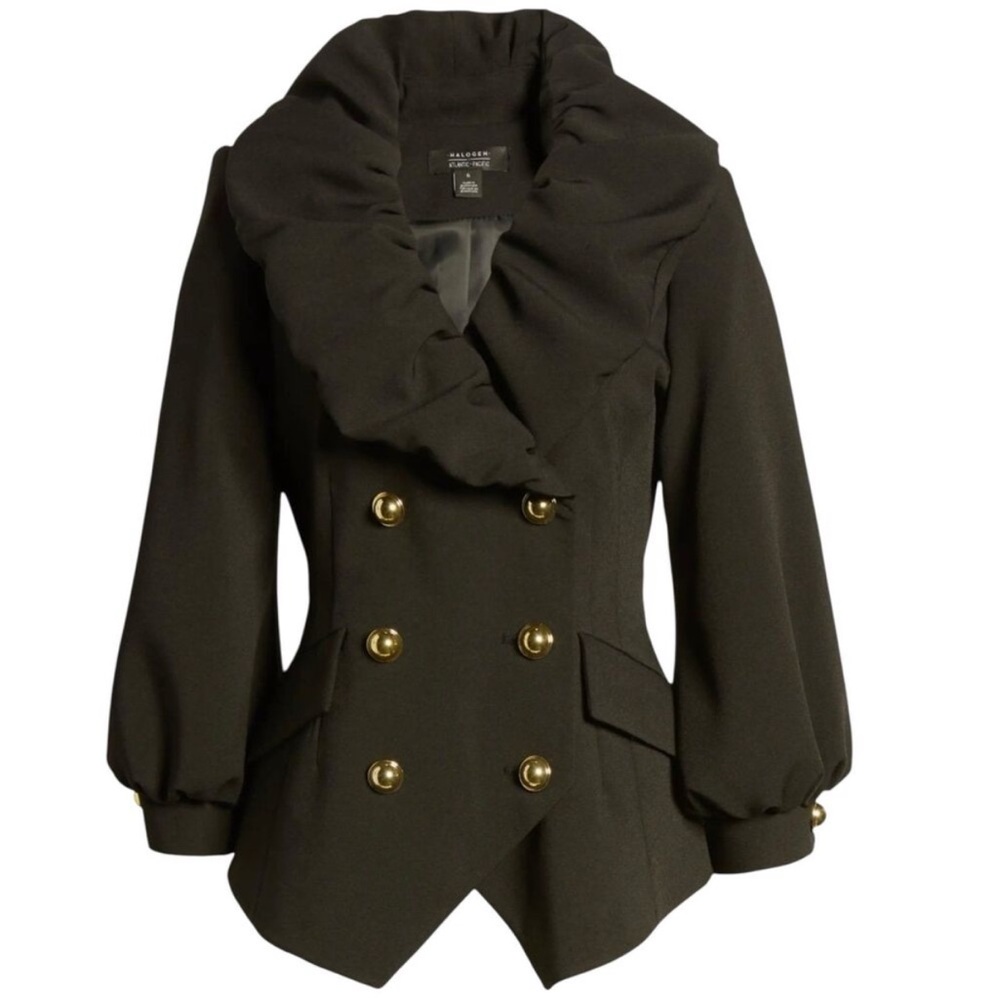 Halogen Atlantic pacific black ruffle jacket